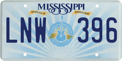 MS license plate LNW396