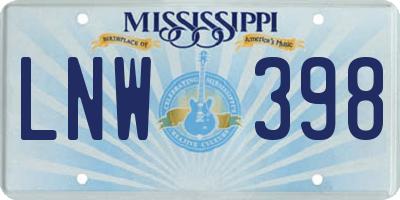 MS license plate LNW398