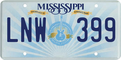 MS license plate LNW399
