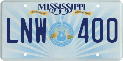 MS license plate LNW400