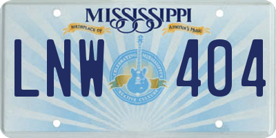 MS license plate LNW404