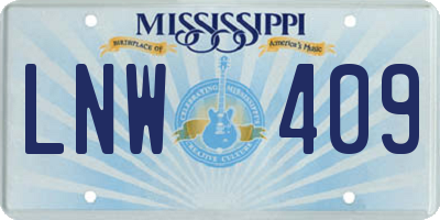 MS license plate LNW409