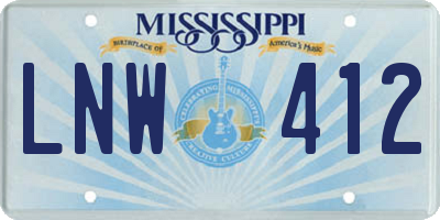 MS license plate LNW412