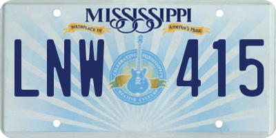 MS license plate LNW415