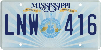MS license plate LNW416