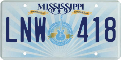 MS license plate LNW418