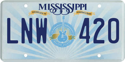 MS license plate LNW420