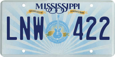 MS license plate LNW422