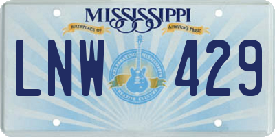 MS license plate LNW429