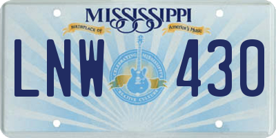 MS license plate LNW430