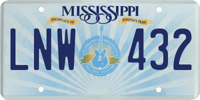 MS license plate LNW432