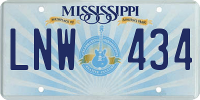 MS license plate LNW434