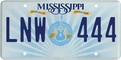MS license plate LNW444