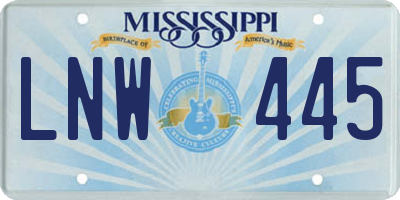 MS license plate LNW445