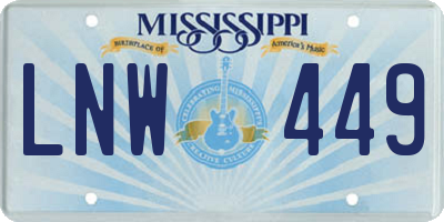 MS license plate LNW449