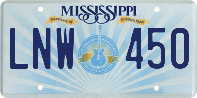 MS license plate LNW450