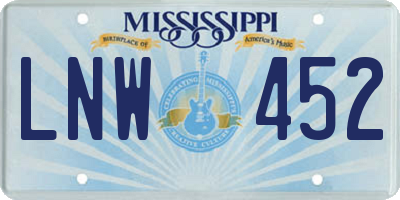MS license plate LNW452