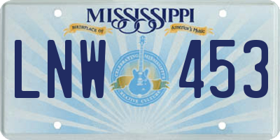 MS license plate LNW453