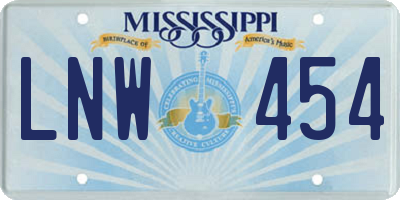 MS license plate LNW454