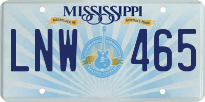 MS license plate LNW465