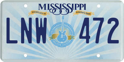 MS license plate LNW472