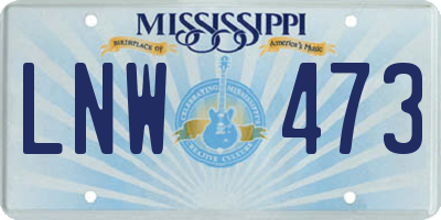 MS license plate LNW473