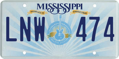 MS license plate LNW474
