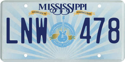 MS license plate LNW478