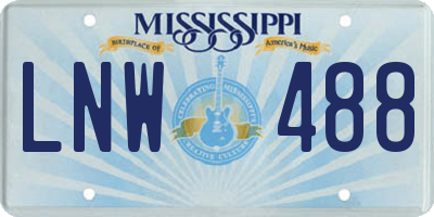 MS license plate LNW488