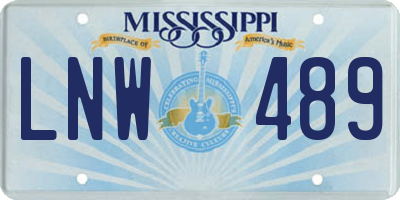 MS license plate LNW489