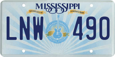 MS license plate LNW490