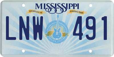 MS license plate LNW491