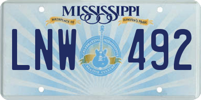 MS license plate LNW492