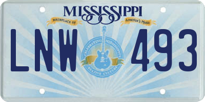 MS license plate LNW493