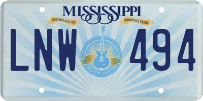 MS license plate LNW494
