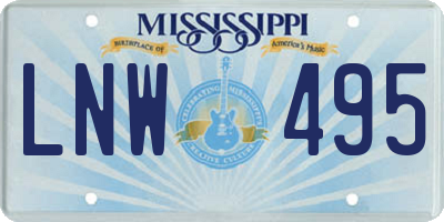MS license plate LNW495