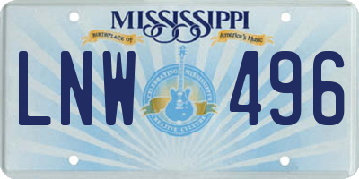 MS license plate LNW496