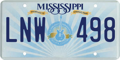 MS license plate LNW498