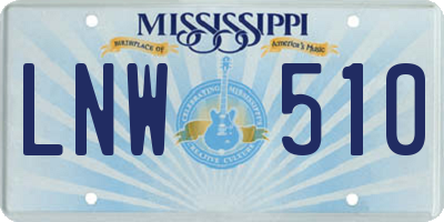 MS license plate LNW510