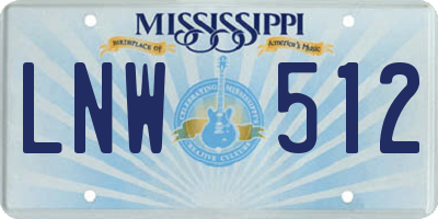 MS license plate LNW512