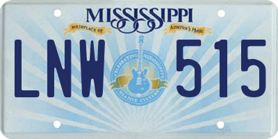 MS license plate LNW515