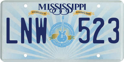 MS license plate LNW523
