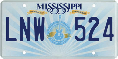 MS license plate LNW524