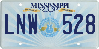 MS license plate LNW528