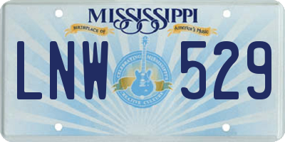 MS license plate LNW529