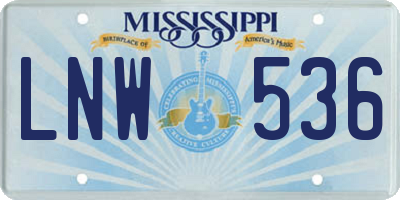 MS license plate LNW536