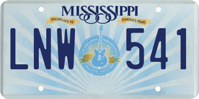 MS license plate LNW541