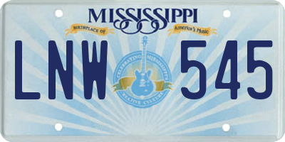 MS license plate LNW545