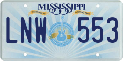 MS license plate LNW553