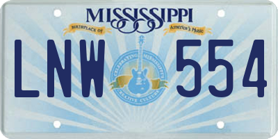 MS license plate LNW554